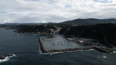 Wide-Drone-Shot-of-Harbour-in-North-of-Spain