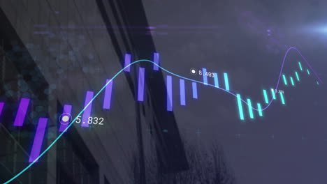 Animation-Der-Statistikverarbeitung-über-Dem-Stadtbild