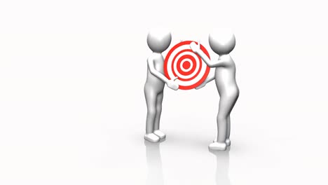two 3d men holding darts