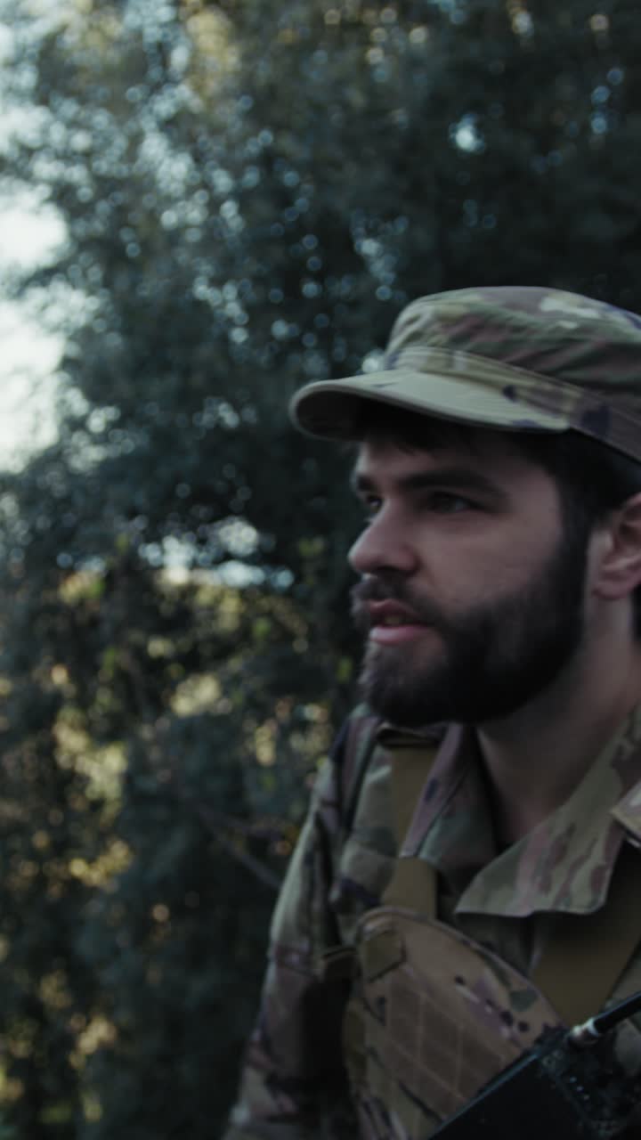 Military Walks In Nature During A Mission In A Foreign Land