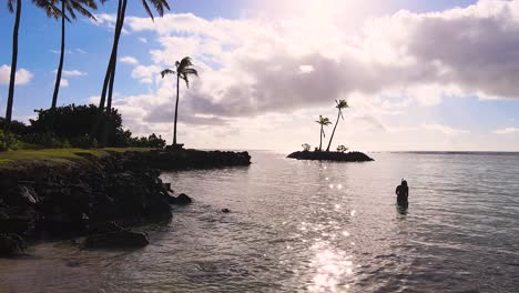 sobrevuelo de silueta de esnórquel desde la playa hasta una isla reluciente, la mejor experiencia hawaiana en la playa de kāhala, honolulu en 2021