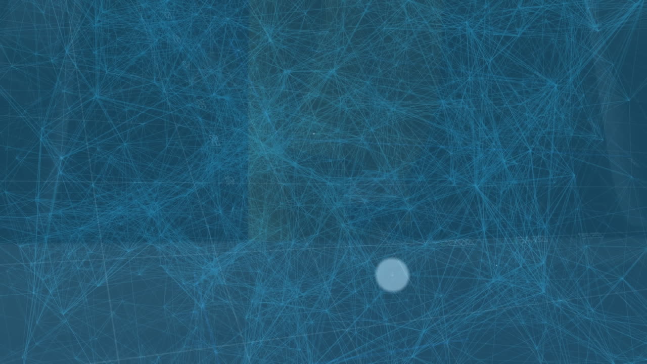 Animation of connected icons over graphs, calendar, map, navigation pattern against connected dots