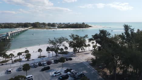 rising aerial looking south to longboat key in sarasota, florida