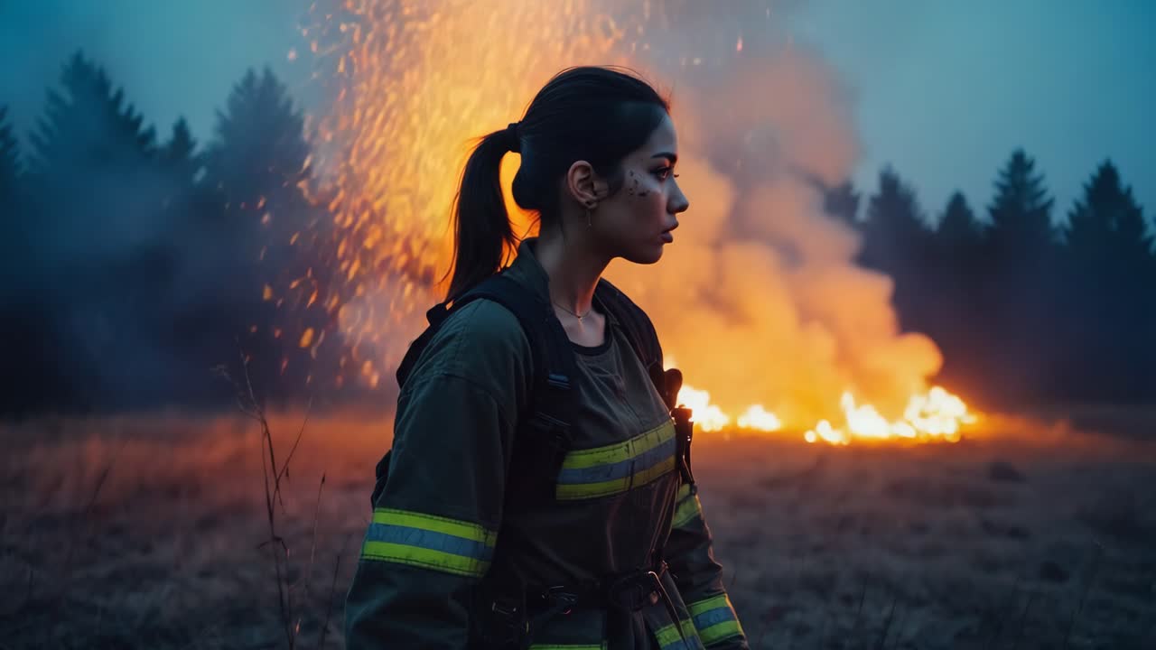 Firefighter Facing Forest Fire