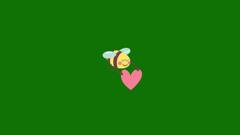 una abeja linda sosteniendo un corazón