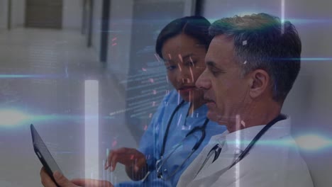 animación del procesamiento de datos médicos sobre diversos médicos