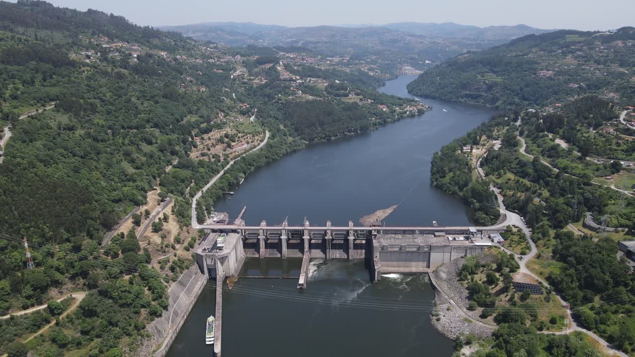 Douro river hidroeletrical dam in Portugal