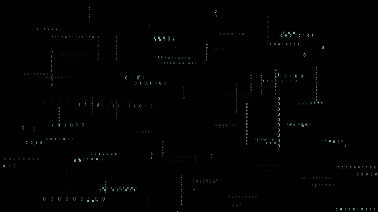 Animation of data processing on black background