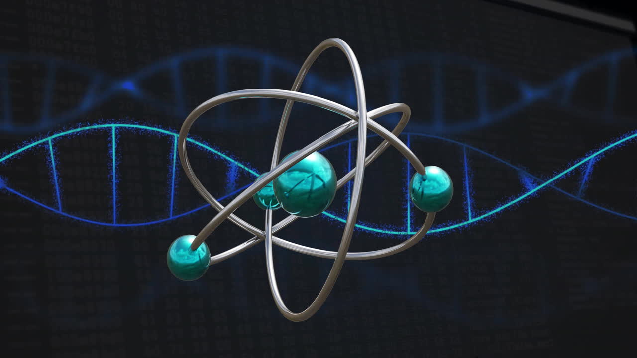 Animation of dna strand and scientific data processing over atom