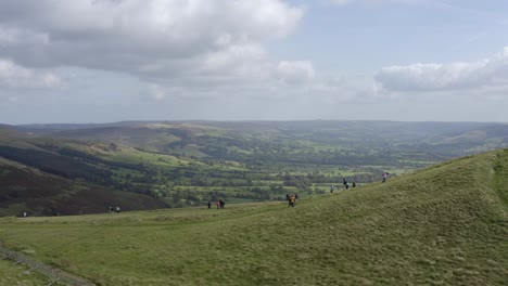 drone shot sweeping across mam tor 01