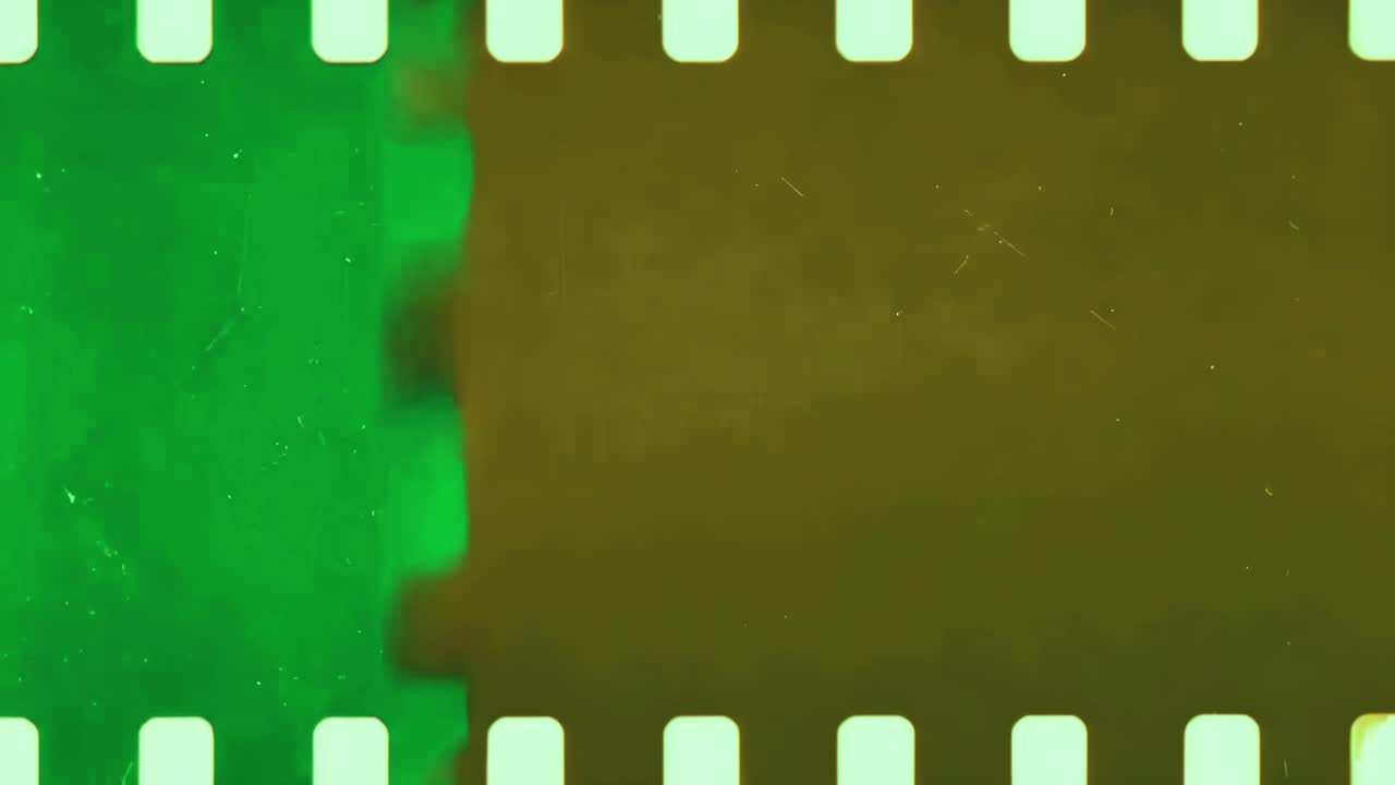 Vintage filmstrip with vibrant colors animation, transparent 4K video, green screen