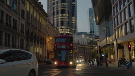bustling london street in the evening.