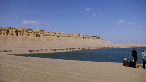 lake in the fayoum desert in egypt - long shot