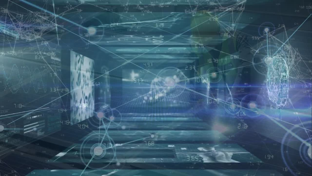 디지털 화면에서 데이터 처리를 통해 연결 네트워크의 애니메이션