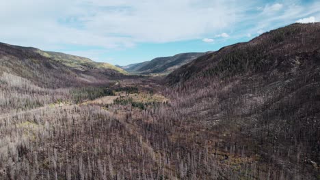 Aerial-wide-shot-of-bottom-of-Cameron-Peak