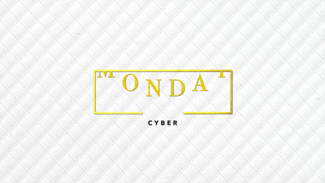 lunes cibernético en marco de oro en cubos patrón geométrico