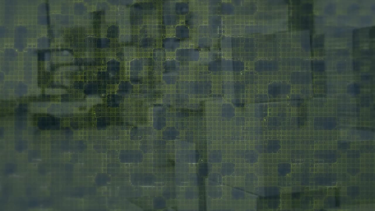 Animación de cuadrados amarillos sobre un almacén