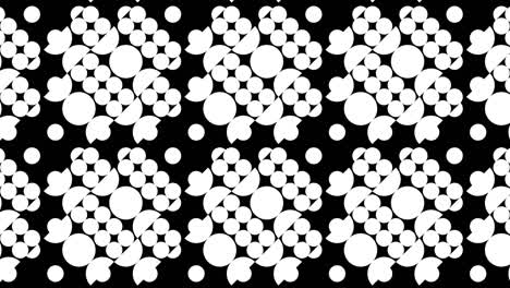 patrón geométrico con azulejos animados en blanco y negro. formas abstractas en un mosaico dinámico mínimo. fondo gráfico en movimiento en un diseño plano