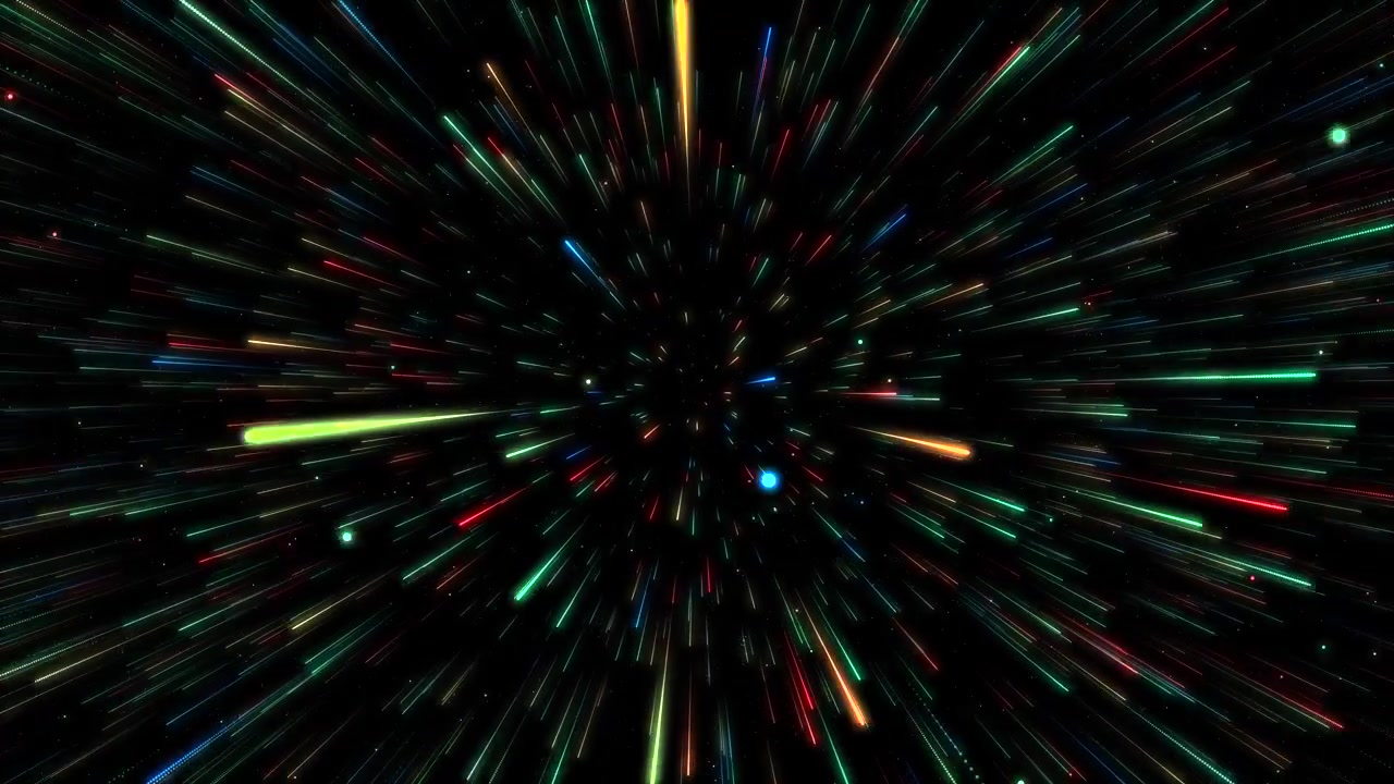 4K 3D astratto linee hi-tech in movimento concetto per viaggio nello spazio-tempo velocità di curvatura trasporto futuro