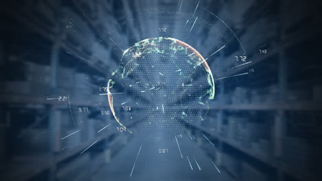 digital globe in warehouse