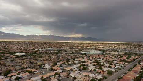 aerial flight over suburban tract homes in north las vegas nevada