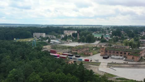 Aerial-drone-of-Klevan-town-buildings-and-homes-in-Rivne-Oblast-Ukraine