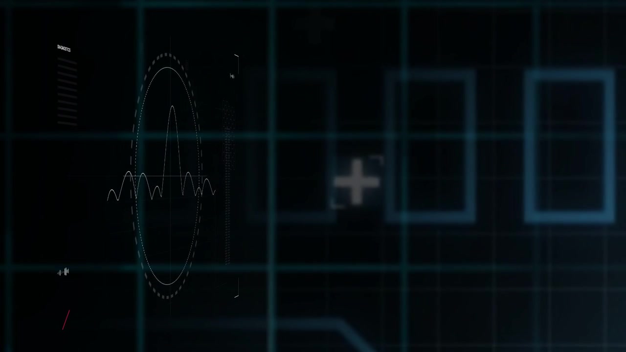 Diagonal sweep starting circular scope animating, waveform tracing, rings redrawn for status check