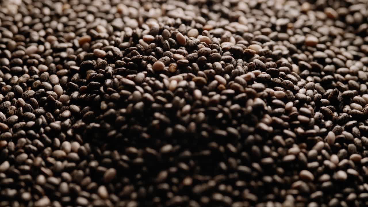 tiro macro circular de semillas de chía frescas orgánicas