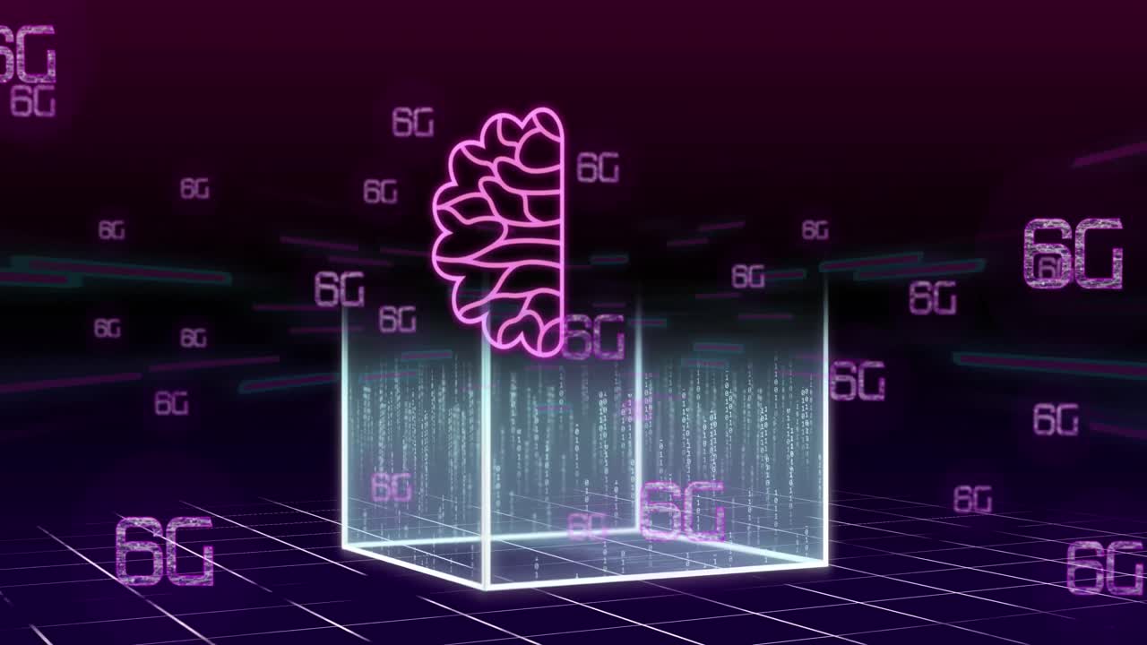 아이콘과 6g 텍스트로 ai 데이터 처리의 애니메이션