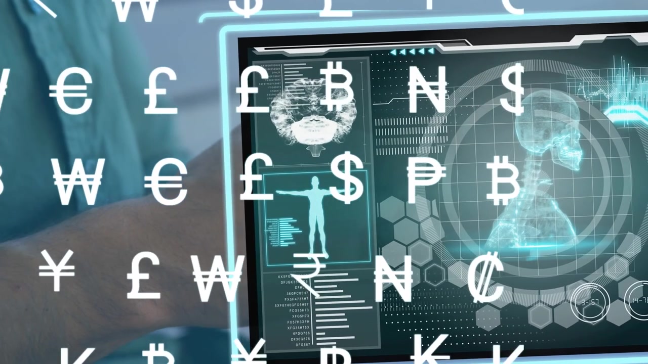 Animazione dell'elaborazione dati su un uomo caucasico che usa uno smartphone
