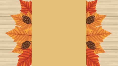 hola animación de otoño con marco de hojas