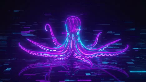 Neon Cyberpunk Octopus