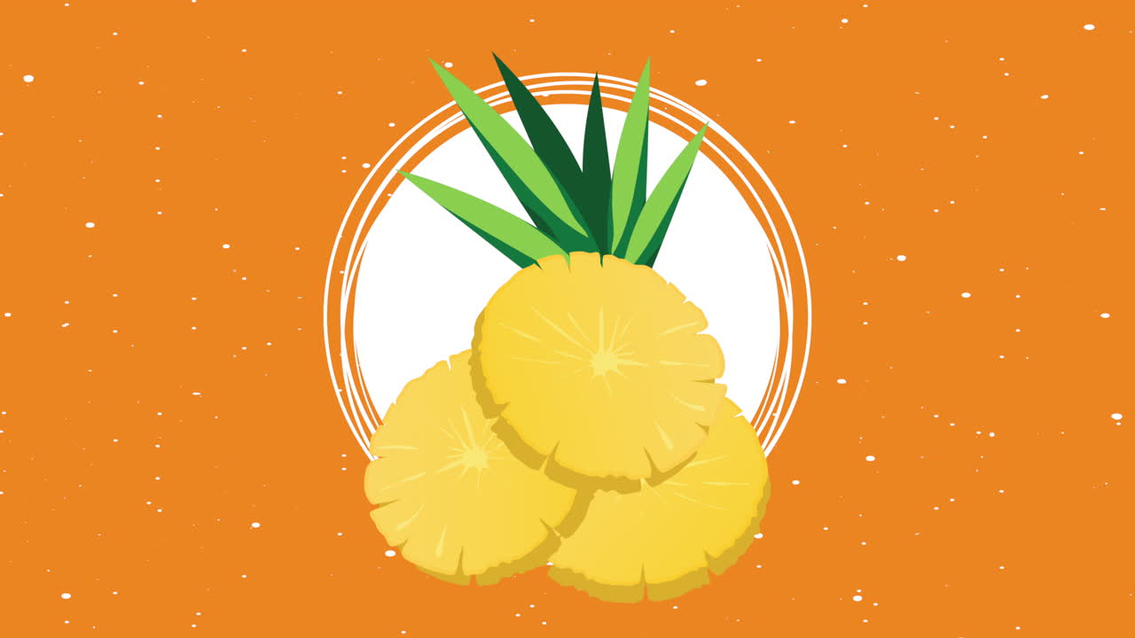 열대 아나나스 신선한 과일 애니메이션