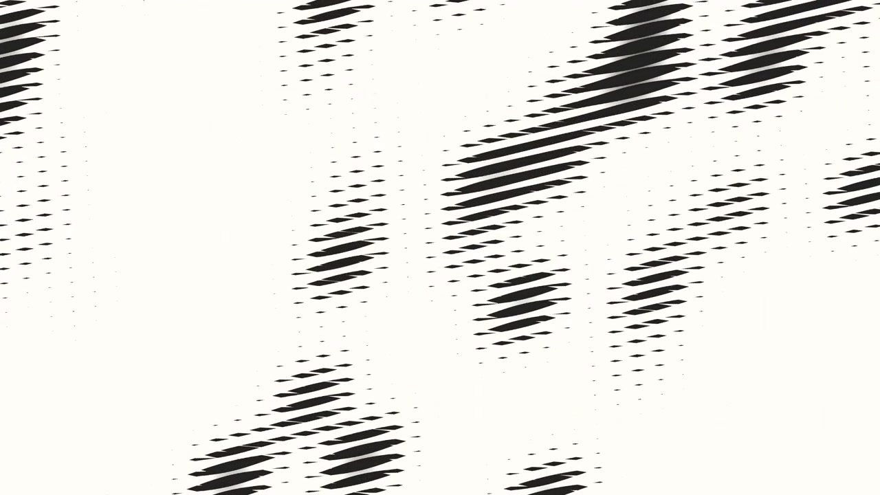 A monochromatic grid of small dots forming a repeating geometric pattern in black and white. The intricate design is created through careful arrangement of dots in a grid format
