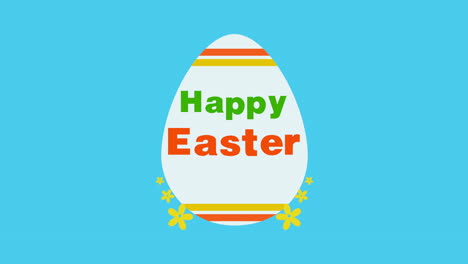 Animated-closeup-Happy-Easter-text-and-egg-on-blue-background