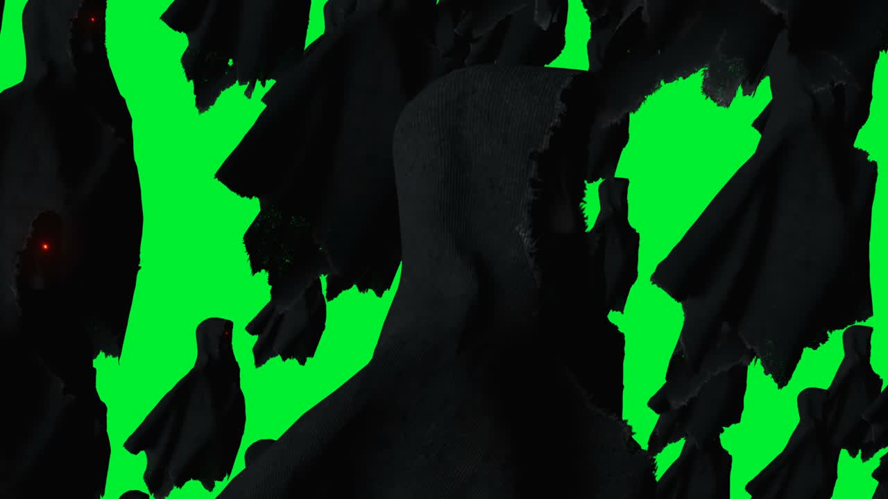 미스터리 공포 유령 애니메이션, 역동적인 후디, 고립, 현실적인 4k 녹색 화면 애니메이션