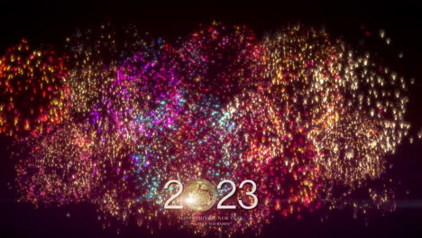 feliz año nuevo chino 2023, año del conejo con decoración de fondo de exhibición de celebración de fuegos artificiales