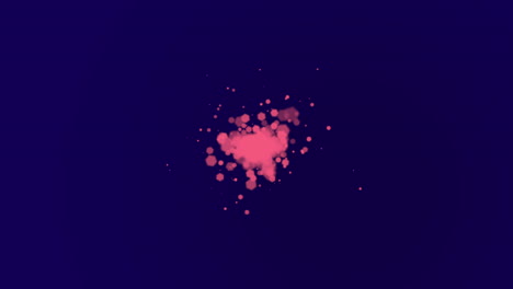 Kräftiger-Roter-Punkt-Und-Verspielter-Rosa-Fleck-Auf-Dunkelblauer,-Strahlender-Abstrakter-Kunst