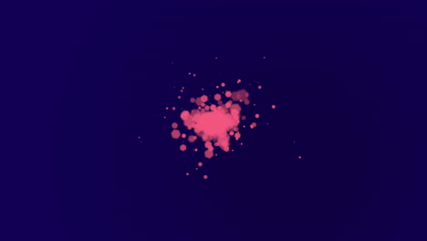 Bold-Red-Dot-And-Playful-Pink-Blob-On-Dark-Blue,-Radiant-Abstract-Art