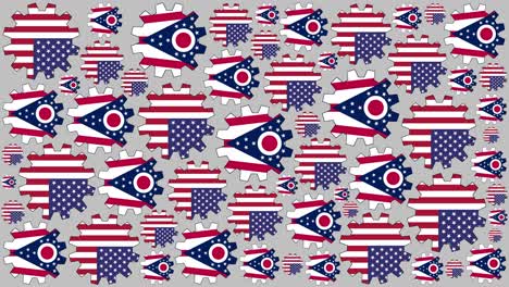 ohio us state flag gears spinning background