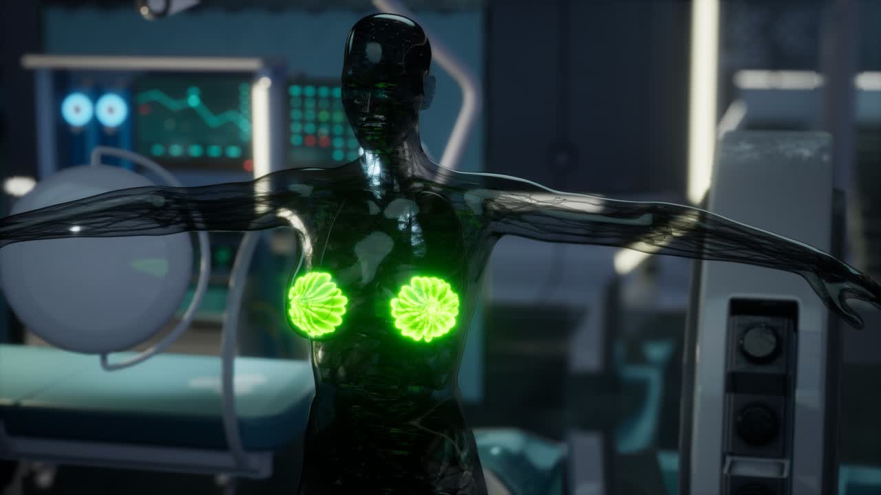 exploración médica del pecho de la mujer