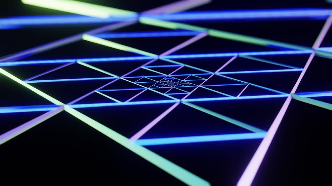 triángulos infinitamente crecientes. animación en bucle.