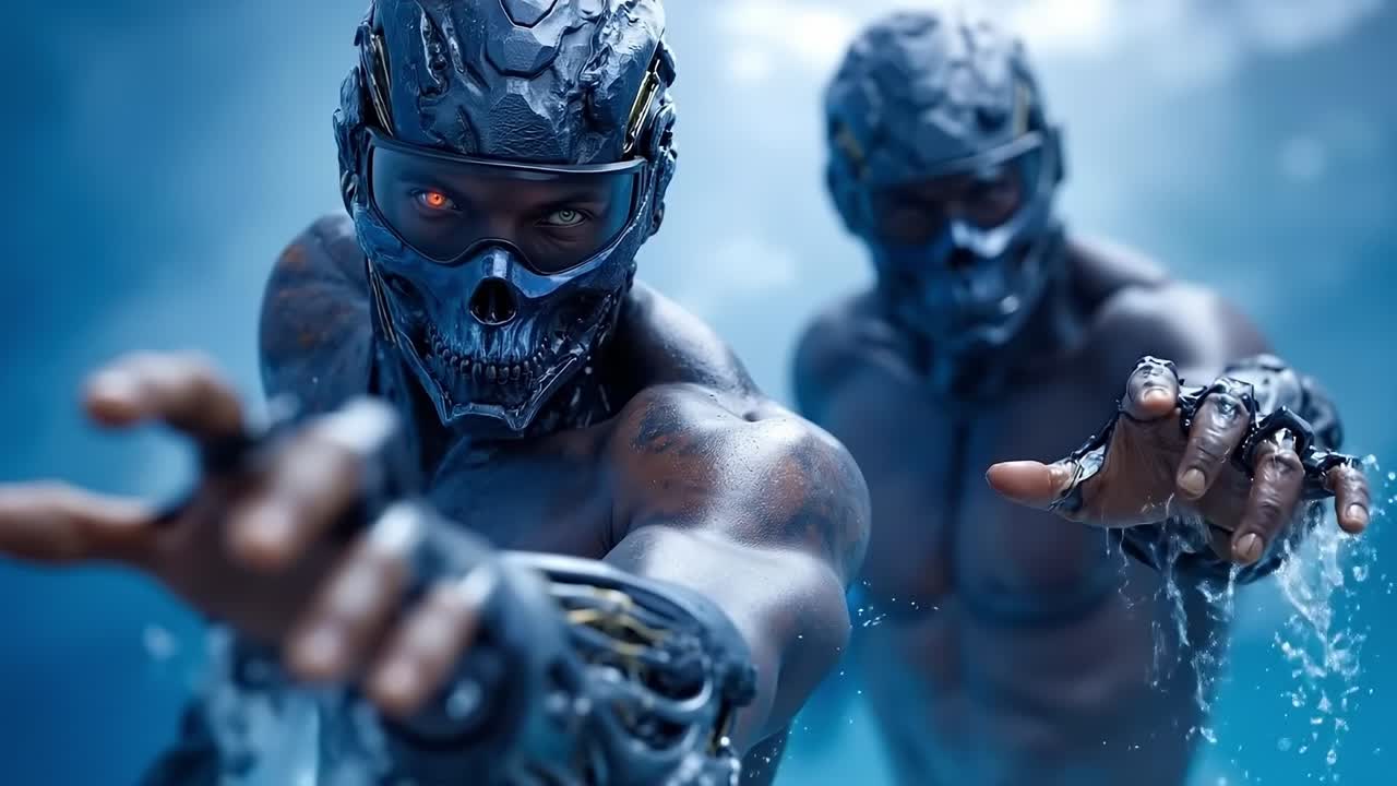 un par de personas que están de pie en el agua