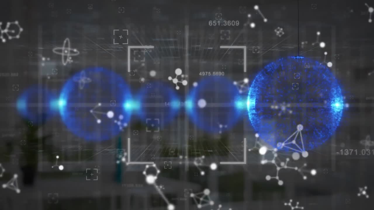 분자 및 데이터 처리를 통해 오피스의 baubles의 애니메이션