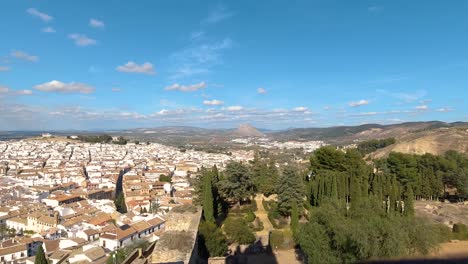 high above panorama view with greenery and antequera city skyline