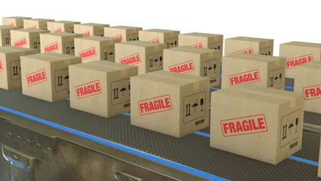 gran cantidad de paquetes transportados en el sistema de cinta transportadora sin problemas. hermosas cajas de cartón que se mueven en el almacén en bucle animación 3d. concepto de entrega. video de stock