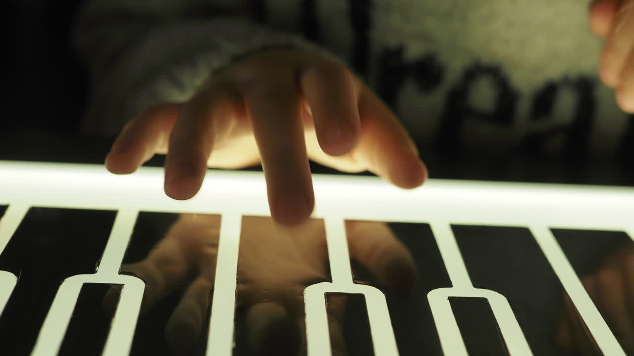 Person Interacting with a Luminous Interactive Display