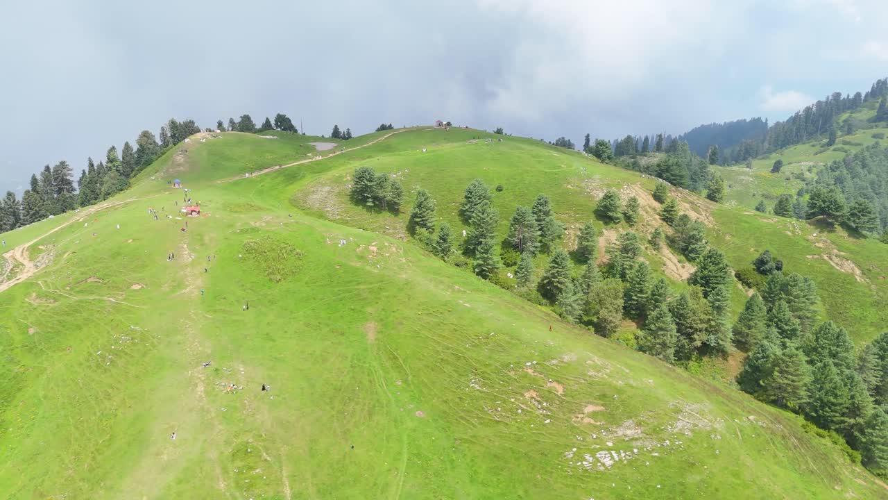 Breathtaking Aerial View of Mushkpuri Top | Green Meadows And Clouds