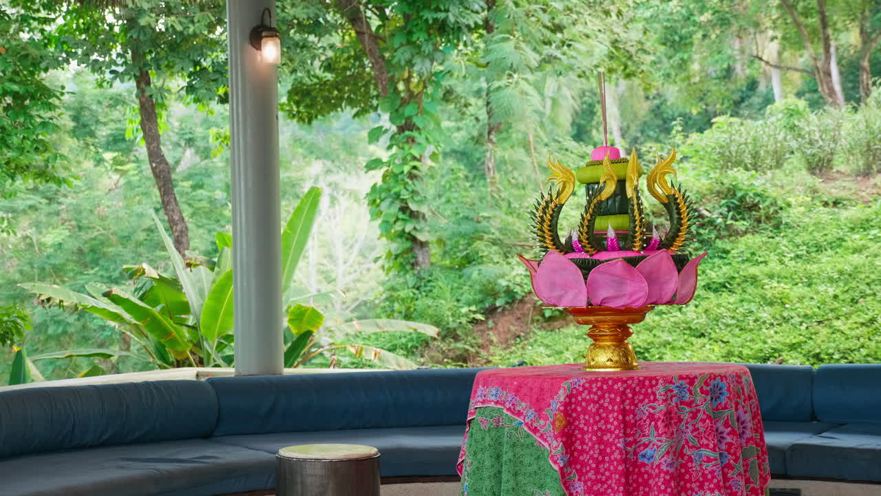 Beautiful Thai Floral Decoration in a Tropical Setting