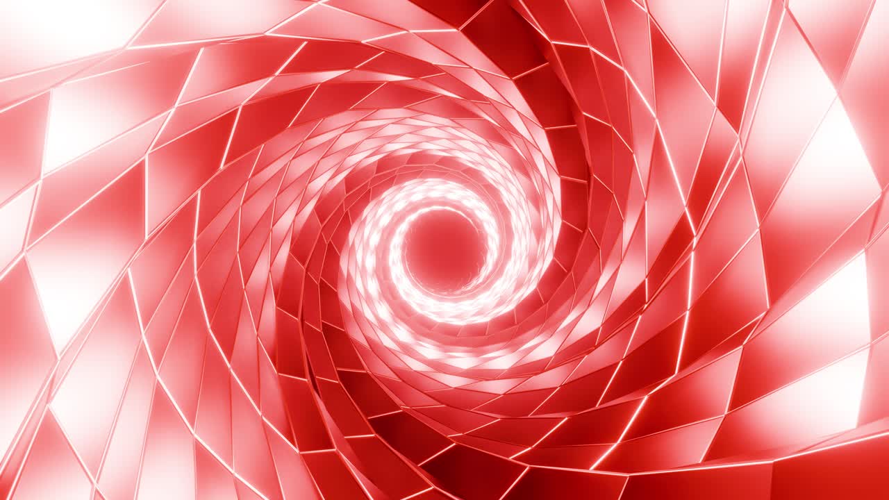 3D animation of glowing neon spiral abstract tunnel